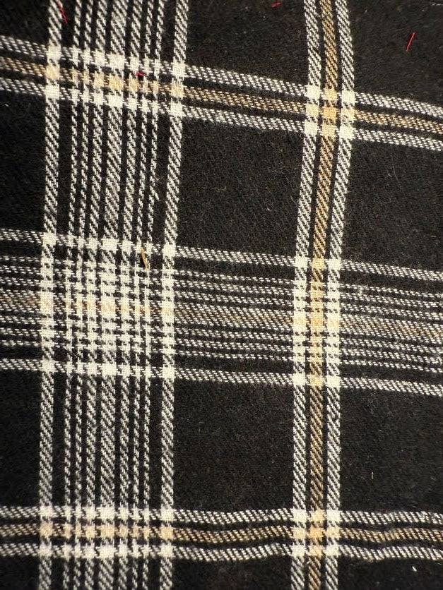 Black White Cream Plaid Cotton Flannel " Clash"