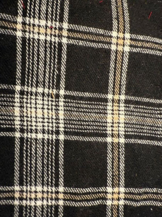 Black White Cream Plaid Cotton Flannel " Clash"