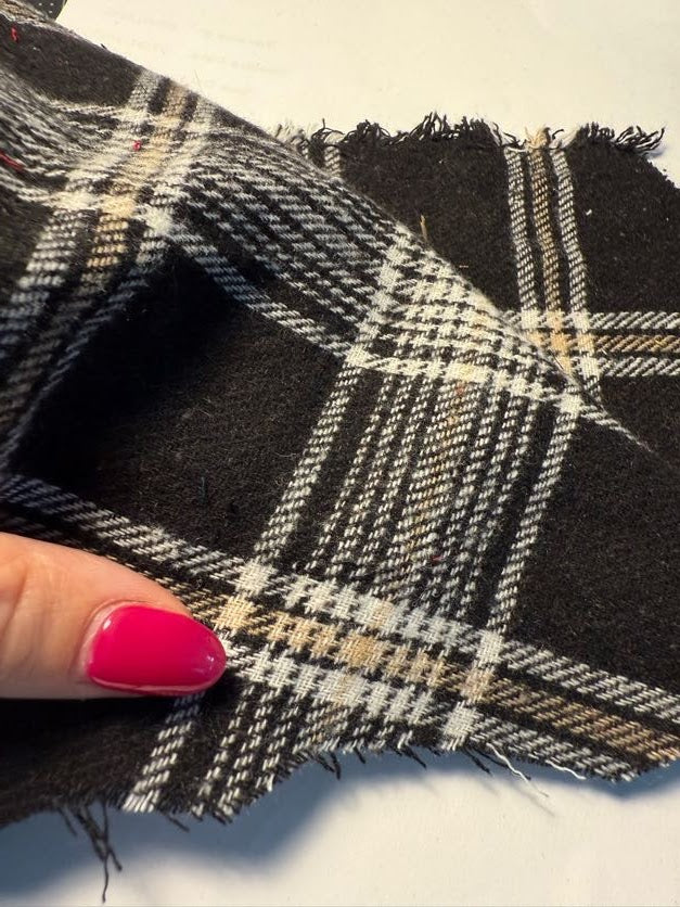 Black White Cream Plaid Cotton Flannel " Clash"