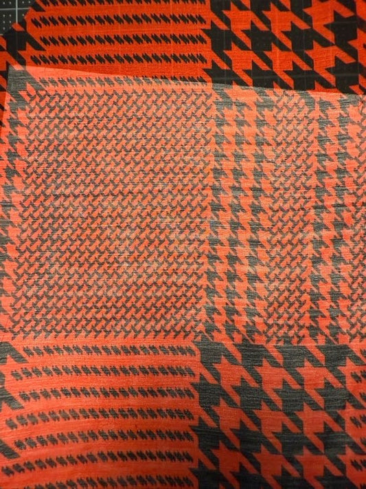 Black Red Mixed Sized Houndstooth Print Sheet Polyester Chiffon "Set List"