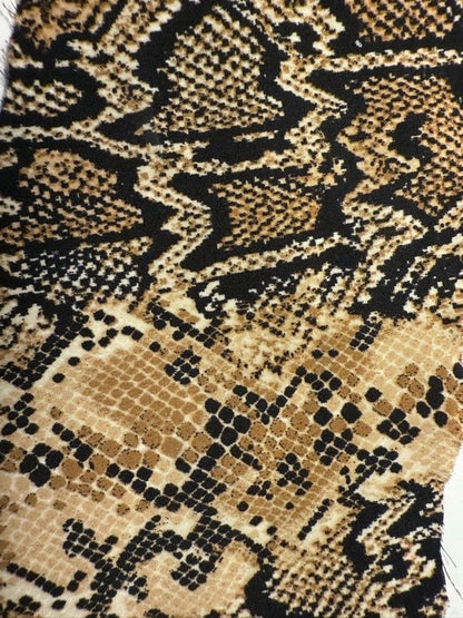 Black Brown Tan Cream Snakeskin print Polyester Wool dobby Crepe "Mojave Rattle"