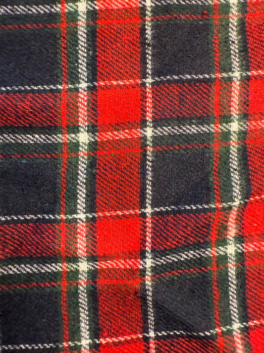 Black Green Red White Plaid Cotton Flannel "Jolly Holly Picnic"