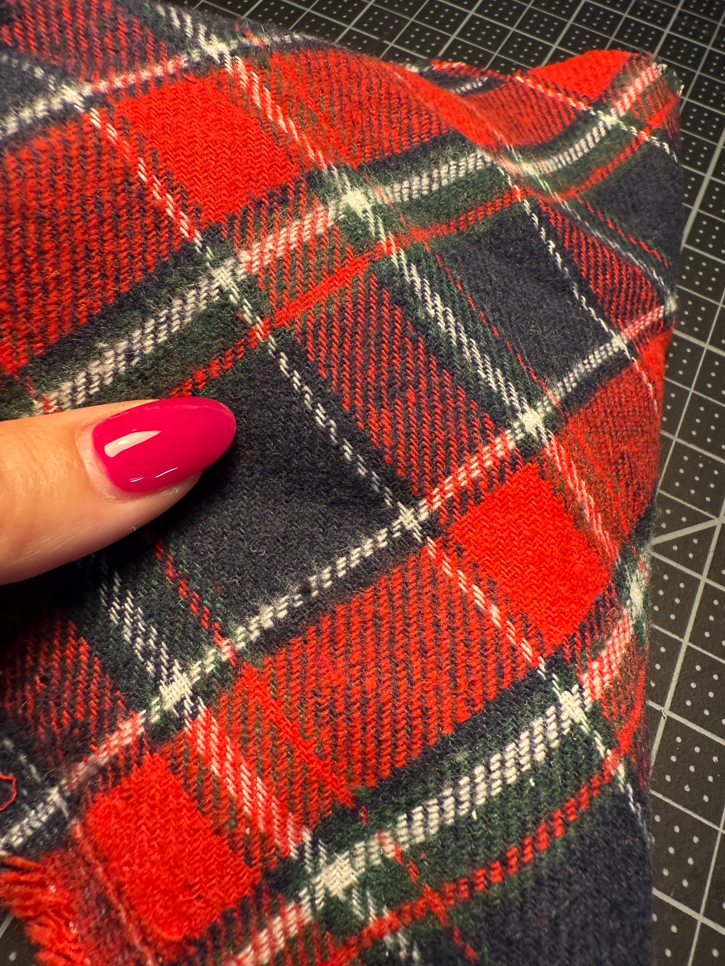 Black Green Red White Plaid Cotton Flannel "Jolly Holly Picnic"