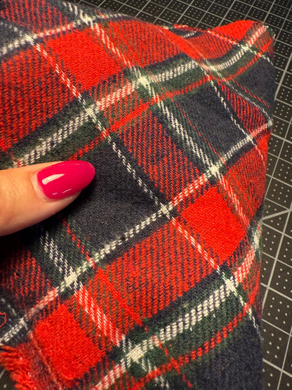 Black Green Red White Plaid Cotton Flannel "Jolly Holly Picnic"
