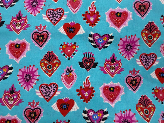Blue Red Pink Black Yellow White Heart Eyes Wings Floral Skeleton Cross Fire "Mystic Flames of the Heart"