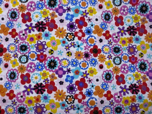 Pink Black White Blue Orange Red Purple Yellow Floral "Doddle Bug Daises"