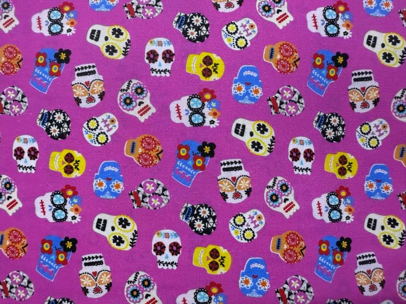 Blue White Black Orange Red Yellow Pink Skeleton Floral "Sugar Skull Craze"