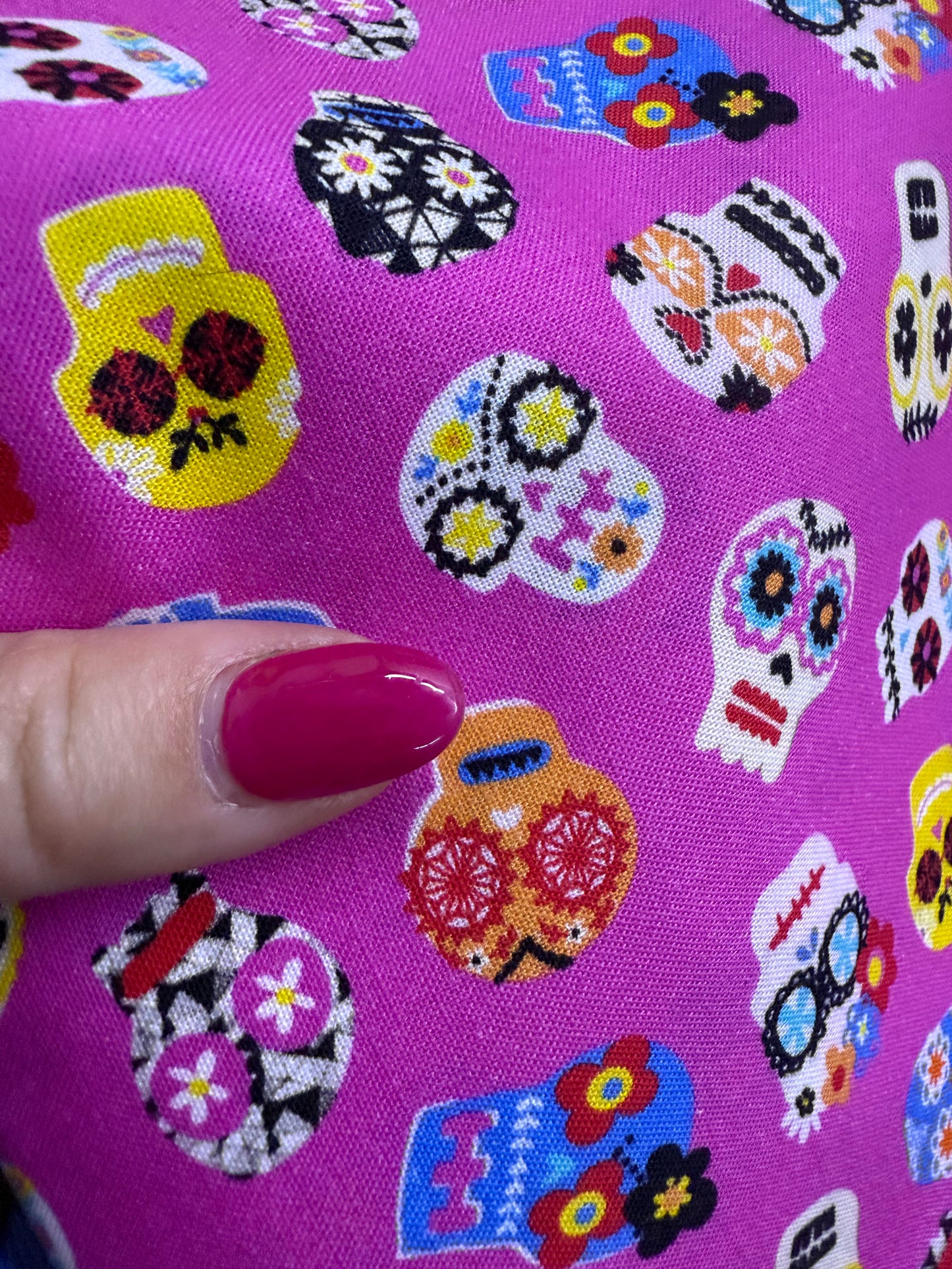 Blue White Black Orange Red Yellow Pink Skeleton Floral "Sugar Skull Craze"