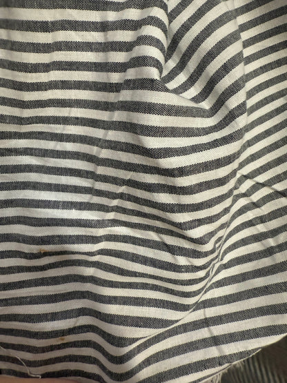 White Black Thin Stripe Cotton Spandex Poplin Shirting "East Side"