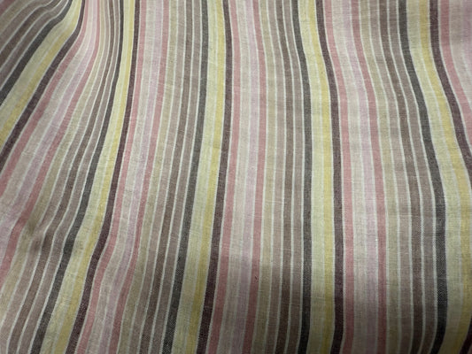 Pink Tan Yellow Tan Brown White Stripe Double Face Cotton Gauze "Bright Days Ahead"