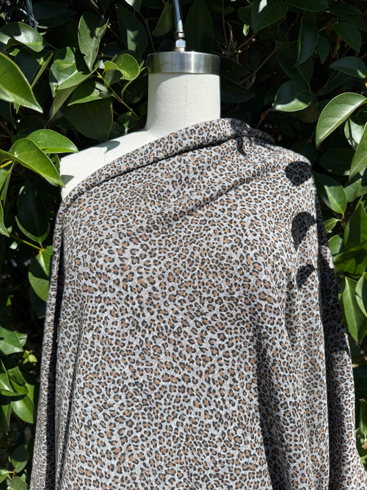Leopard Gray Yellow Black Animal Print Soft Vintage Cotton Jersey "Wild'n'Comfy"