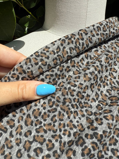 Leopard Gray Yellow Black Animal Print Soft Vintage Cotton Jersey "Wild'n'Comfy"