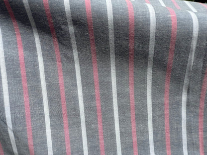 Blue Pink White Stripe Cotton Voile Woven Fabric "Little Lisa"