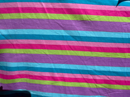 Blue Green Pink Purple Horizontal Stripe Cotton Spandex Jersey Knit "Funky Fresh"