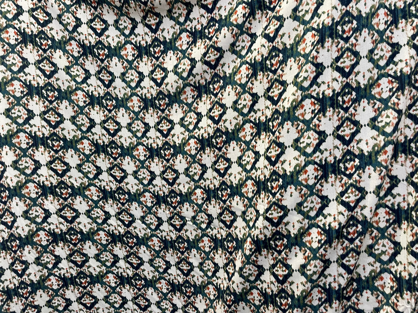 Green Faded Ikat Soft Rayon Crepe " Moss Dunes"