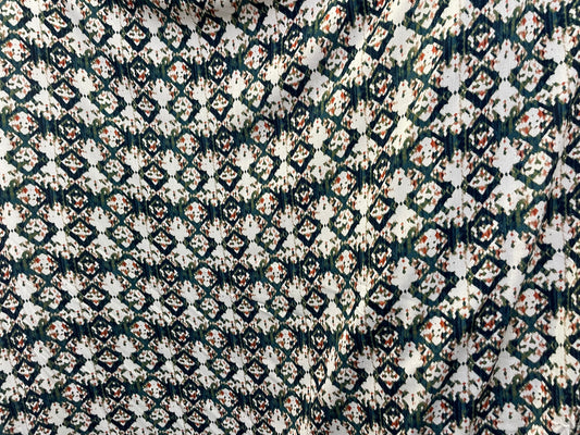 Green Faded Ikat Soft Rayon Crepe " Moss Dunes"