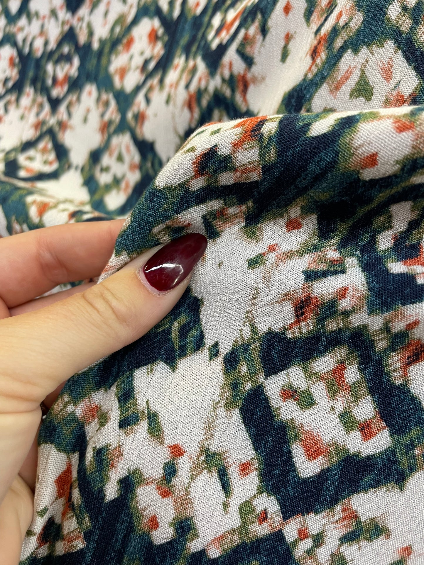 Green Faded Ikat Soft Rayon Crepe " Moss Dunes"