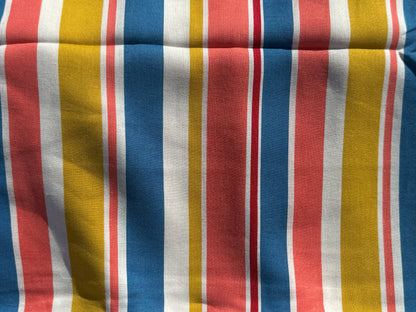 Coral Blue Yellow Variegated Vertical Stripe Rayon Challis Woven "Island Punch"