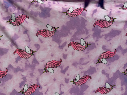 Purple Pink White Yellow Tie-dye Unicorn Animal Polyester Spandex Jersey Knit "Pastel Dreams"