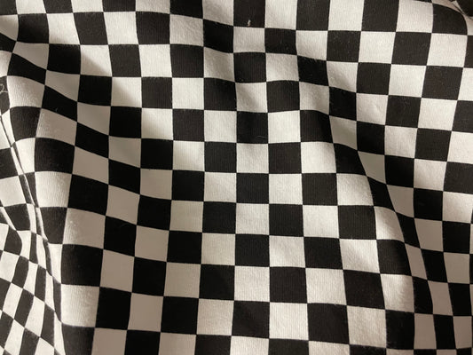 Black White Checker Cotton Jersey 90s Y2k Trending Vintage "Off the Wall"