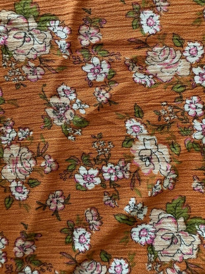 Orange Cream White Pink Green Black Floral  Rayon Crepe "Prune and Planted"