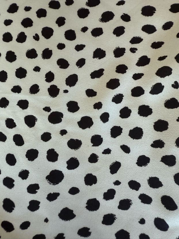 Black White Abstract Dot Dalmatian Print Polyester Crepe "Seeing Spots"