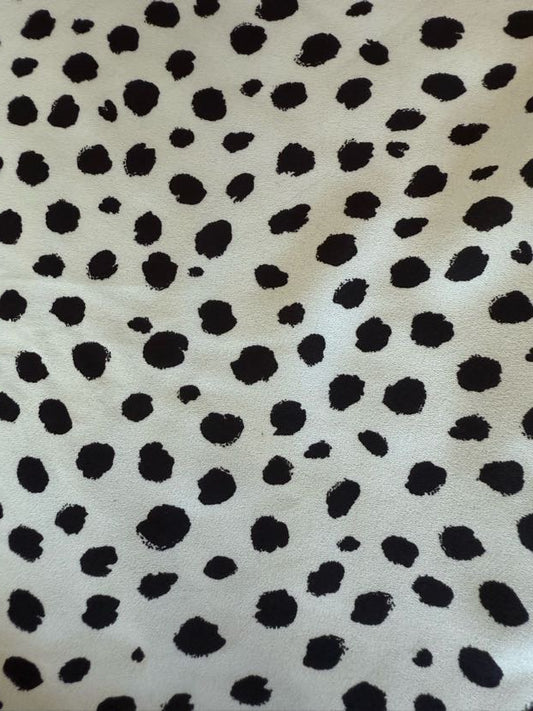 Black White Abstract Dot Dalmatian Print Polyester Crepe "Seeing Spots"