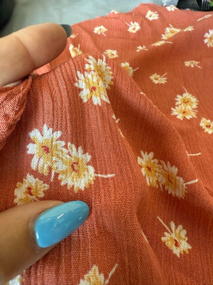 Orange Yellow White Floral Print "Adobe Dandelions"
