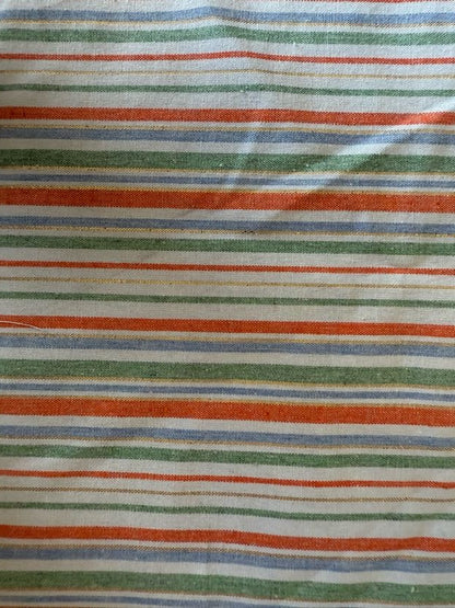 White Green Gold Blue Red Thin Stripe Cotton Spandex Poplin Gold Lurex Stripe "Summer Play Date"