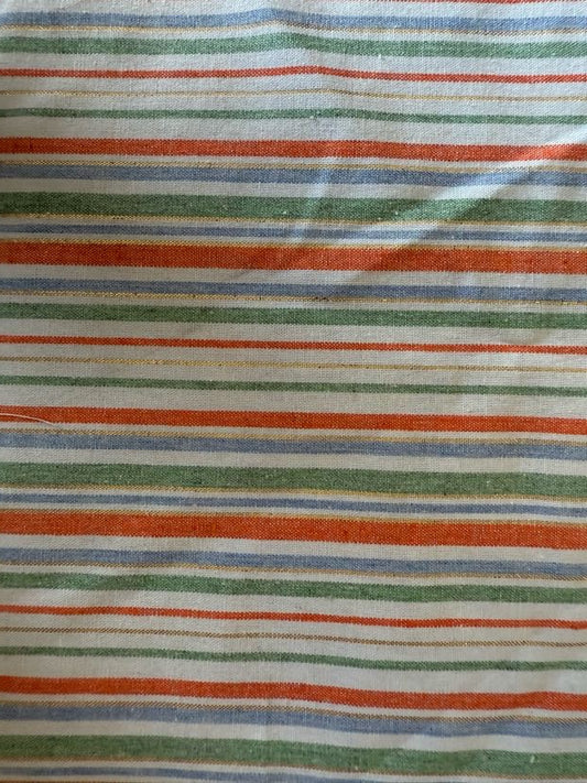 White Green Gold Blue Red Thin Stripe Cotton Spandex Poplin Gold Lurex Stripe "Summer Play Date"
