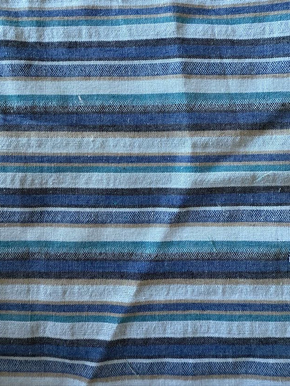 Blue Teal Tan White Navy Stripe "Blue Wondering"