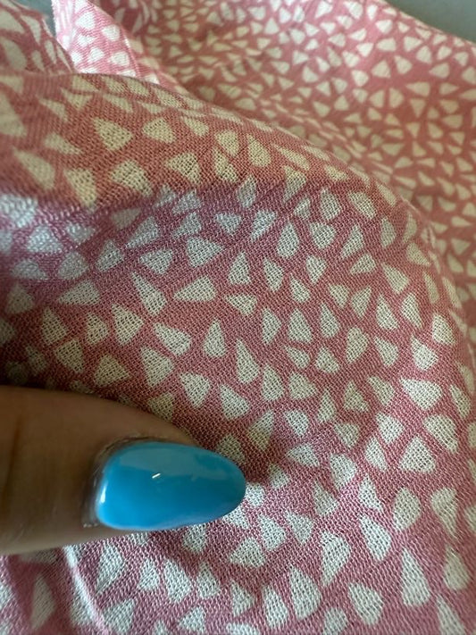 Dusty Pink Abstract Triangles Soft Rayon Crepe "Meet At the Lockers"