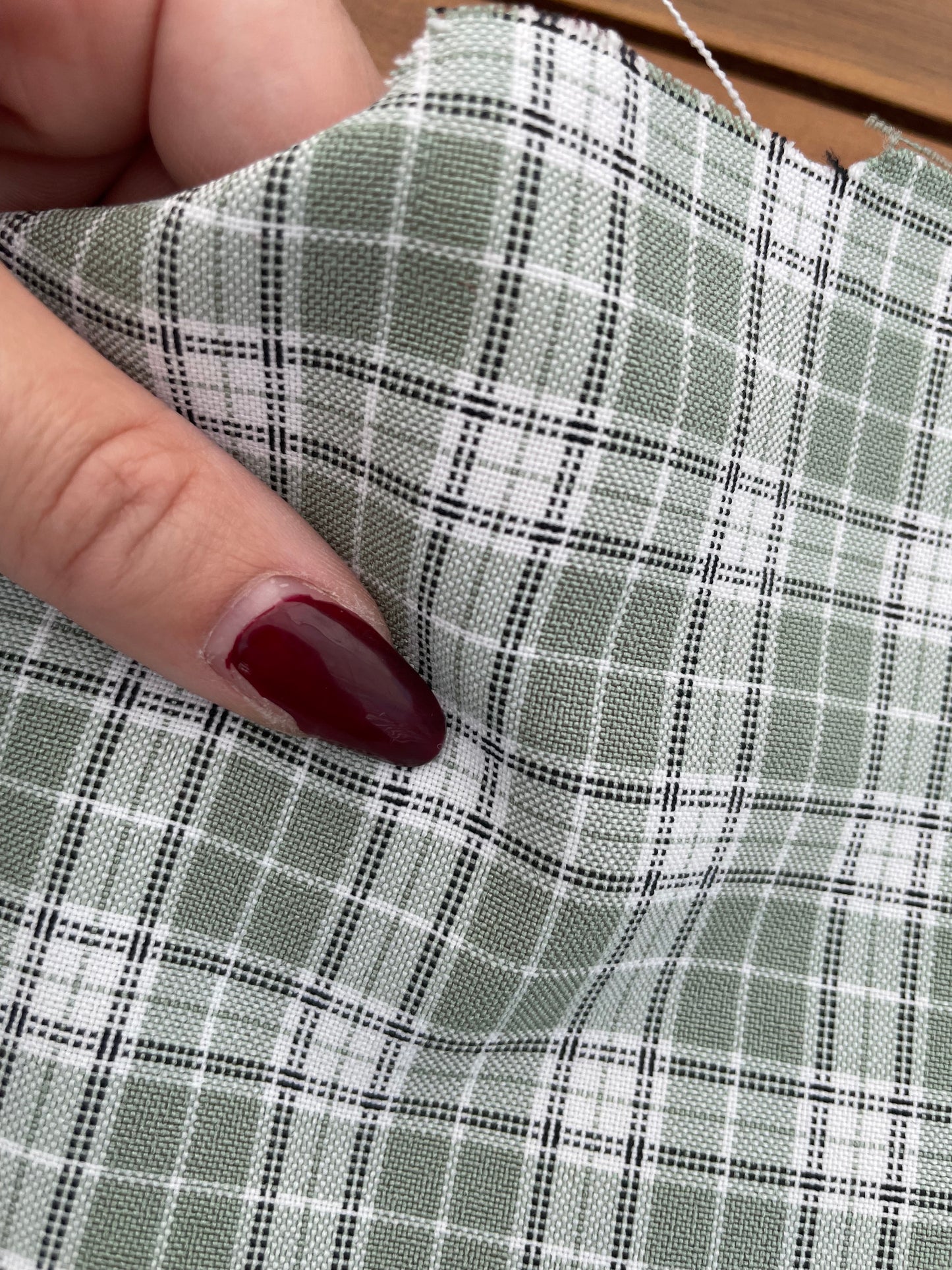 Sage Mini Plaid Vintage  Grunge 90s Polyester Spandex Gaberdine " Mad for You"