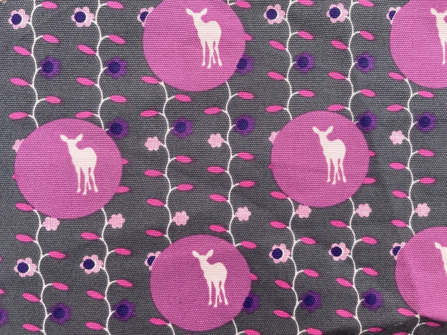 Purple Grey Vintage Deer Cotton Canvas Print "Oh Deer"