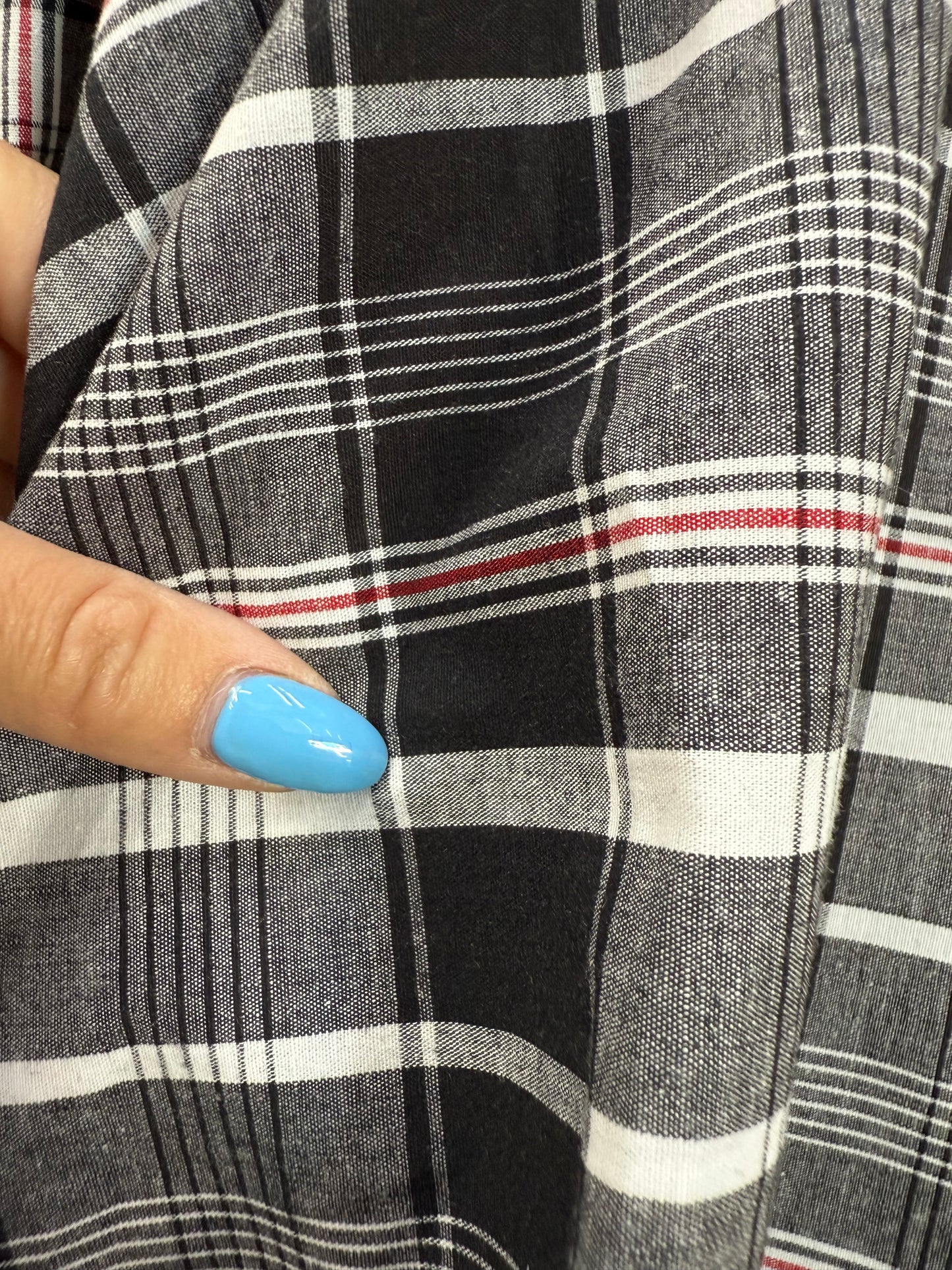 Black White Gray Red Plaid Cotton Spandex Poplin Shirting Woven "Roadie"