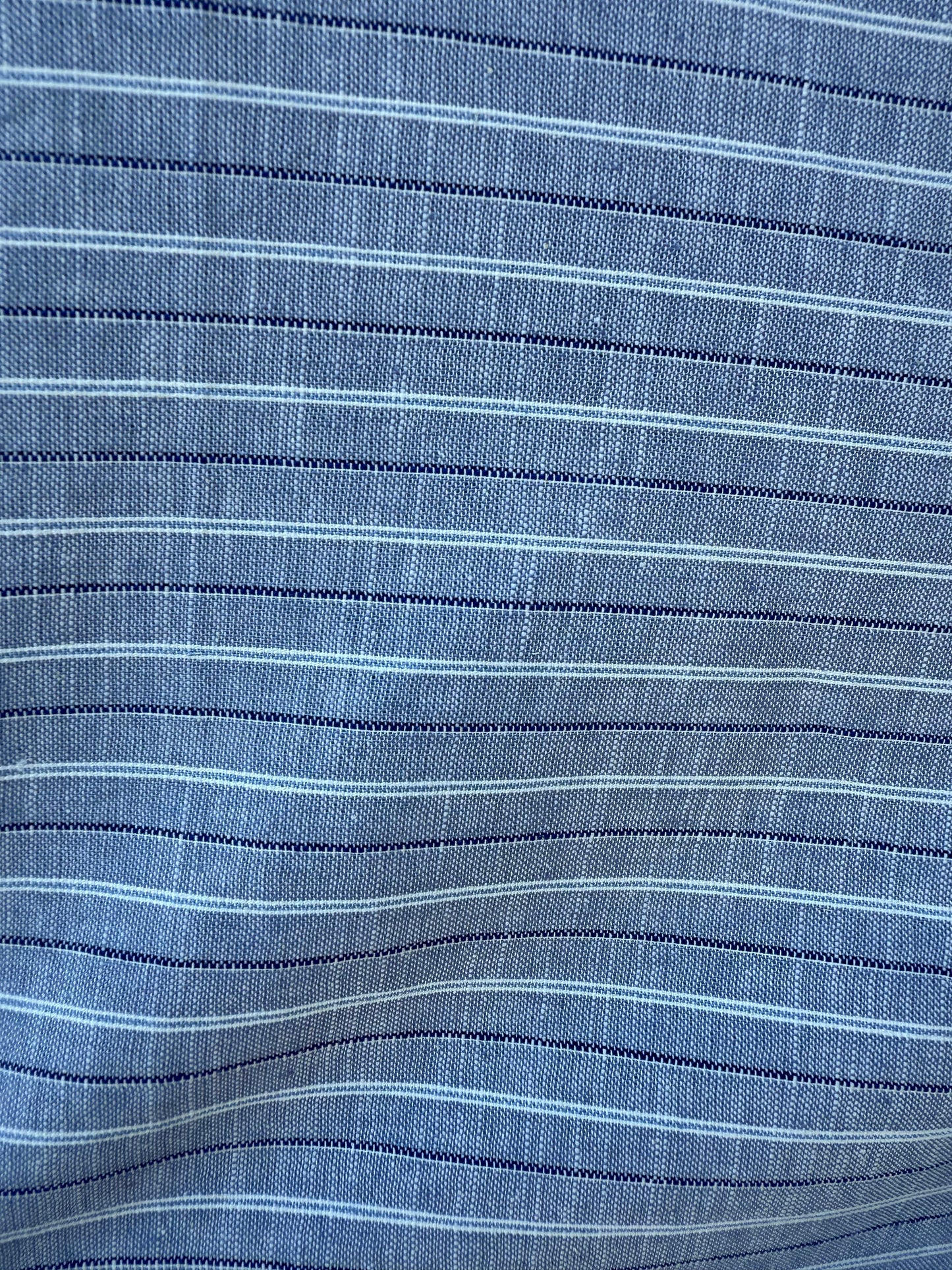 White Blue Cross Stitched Cotton Oxford Woven "Stitched in Blue"