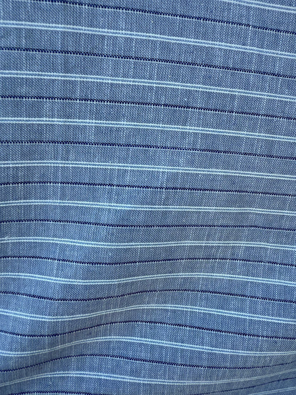 White Blue Cross Stitched Cotton Oxford Woven "Stitched in Blue"