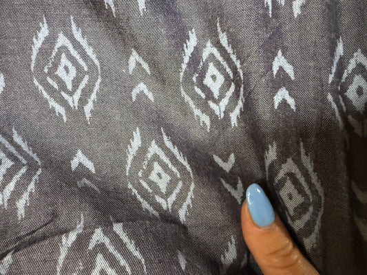 Blue Discharge Chambray Tencel Ikat Southwest Motif  "Grayscale Eyedazzler"