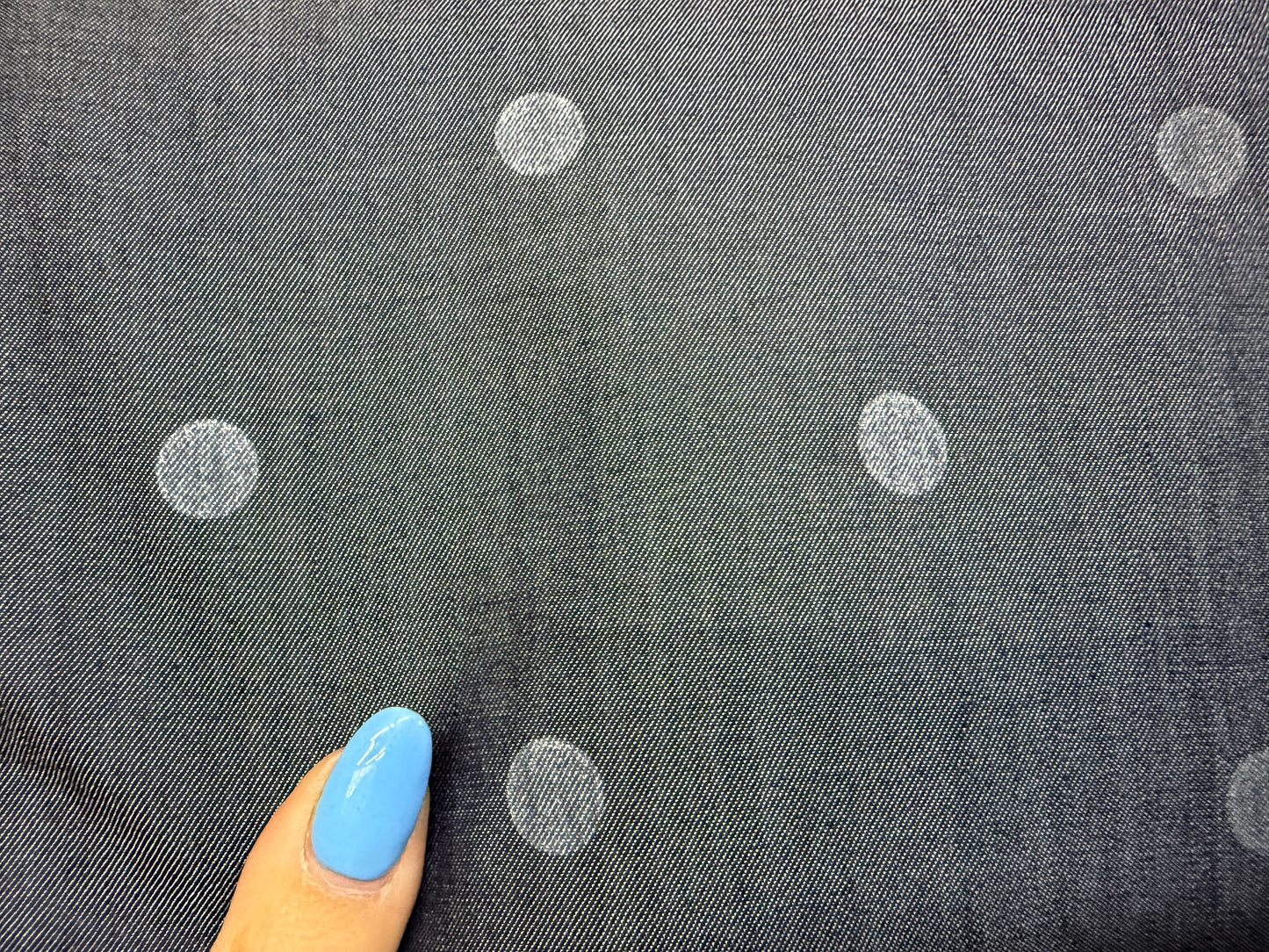 Jean Blue White Dot Chambray Tencel Woven "Dotted Jeans"