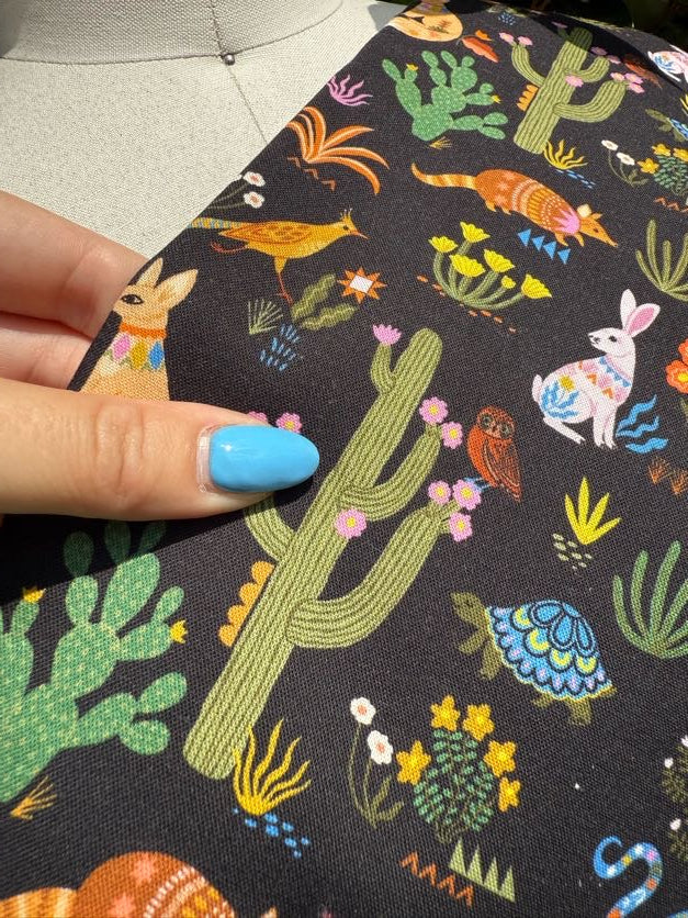 Navy Yellow Pink Purple Blue Green White Orange Brown Cactus Floral Animals "Desert Life"