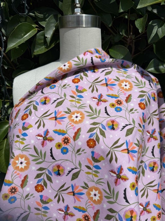 Lavender Orange Brown Green Blue Red Black Pink Tan Coral White Floral Stars "Deco Floral"