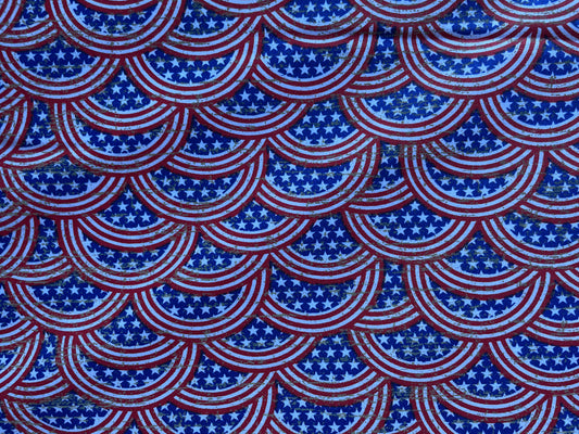 Arched USA Flag Red White and Blue Stars and Stripes Cotton Poplin "Patriotic Patty"