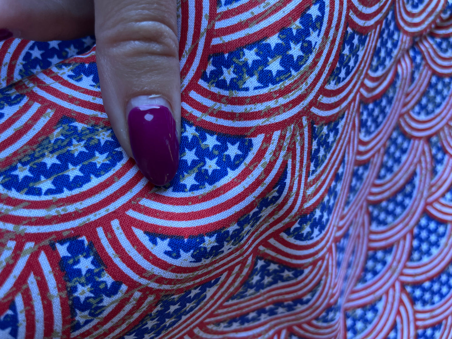 Arched USA Flag Red White and Blue Stars and Stripes Cotton Poplin "Patriotic Patty"