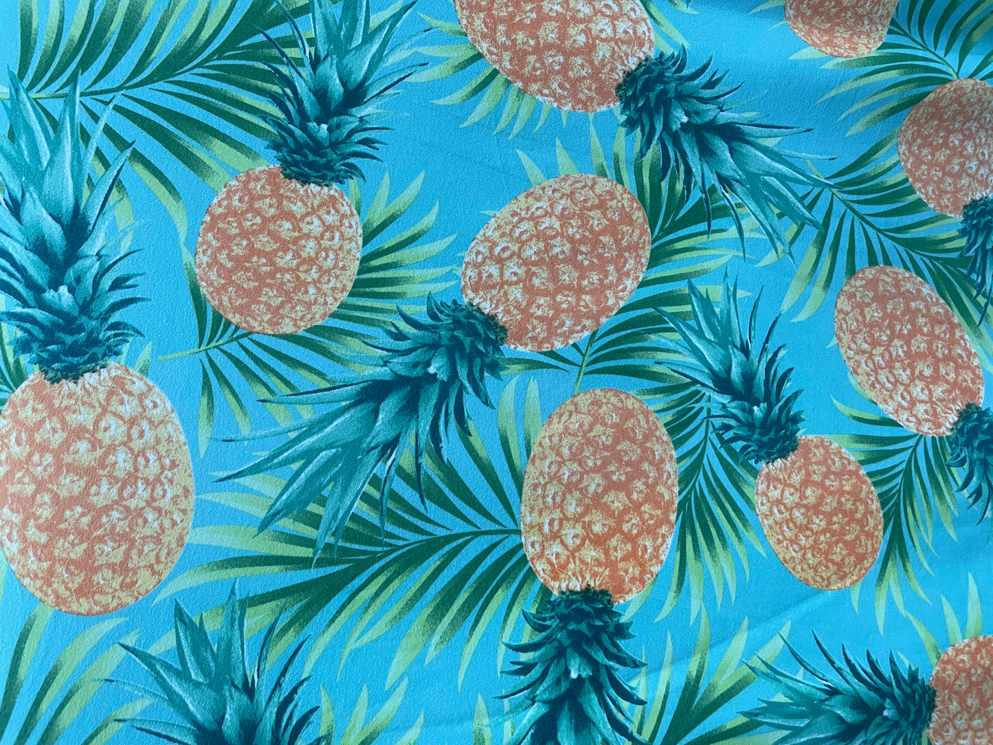 Mint Yellow Pineapple Large Print Polyester Spandex DTY Jersey "Agua de Pina"