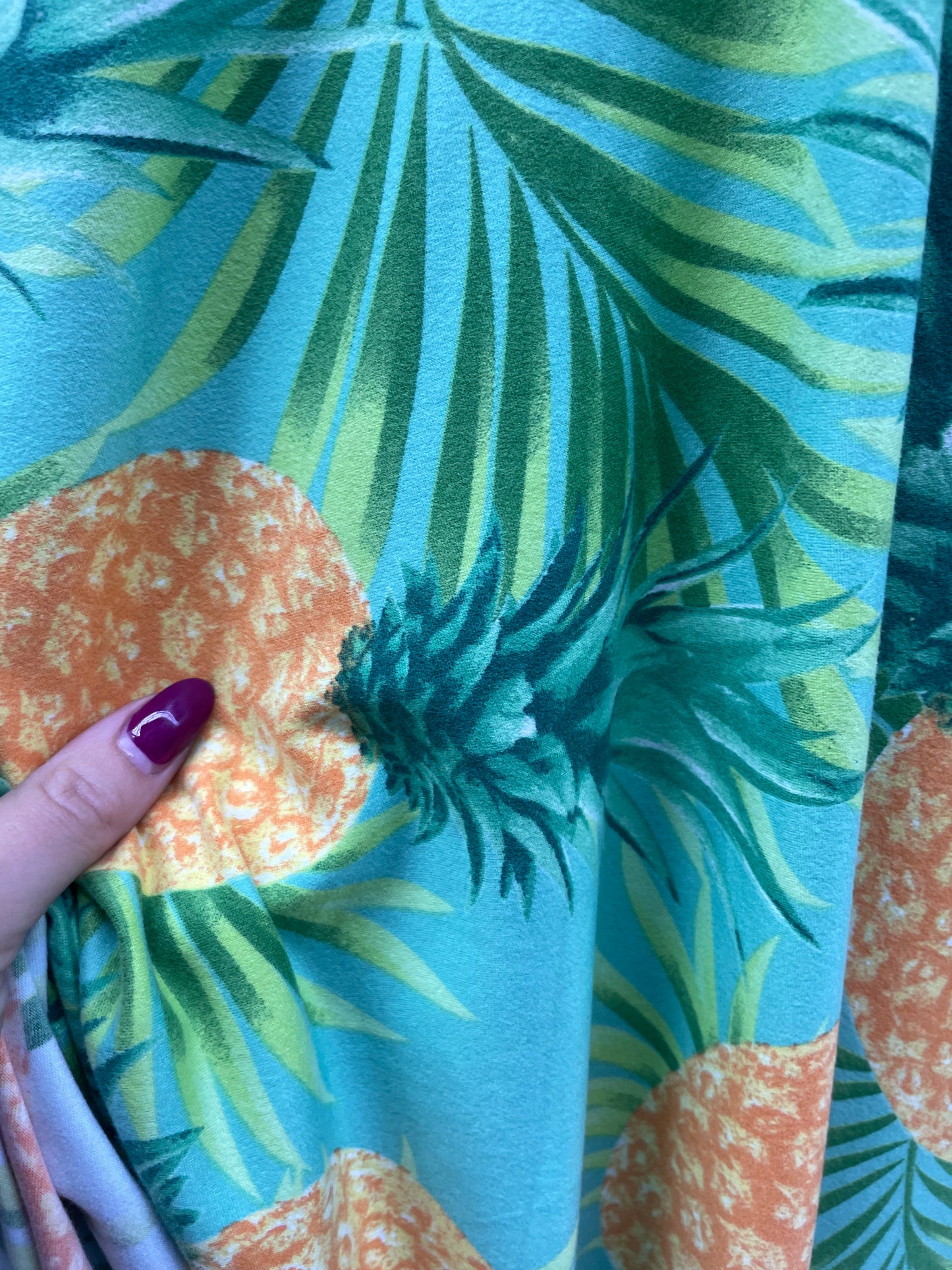 Mint Yellow Pineapple Large Print Polyester Spandex DTY Jersey "Agua de Pina"
