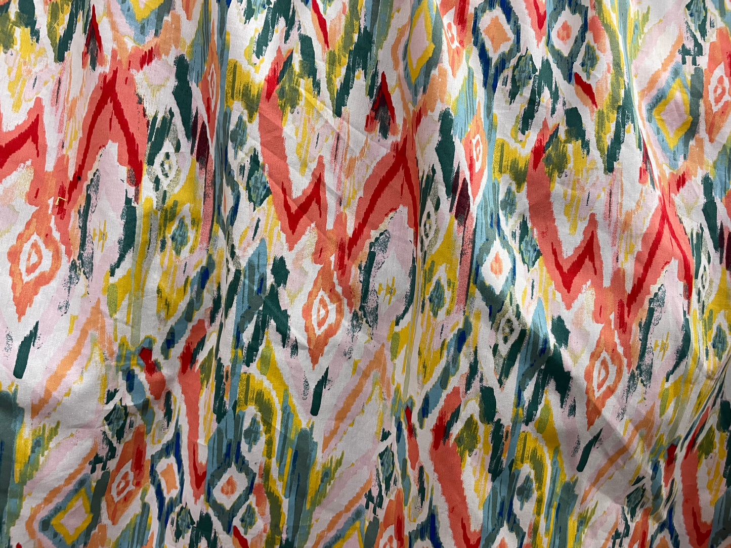 Southwest Watercolor Multi Color Ikat  Cotton Spandex Poplin "Santa Fe Sunset"