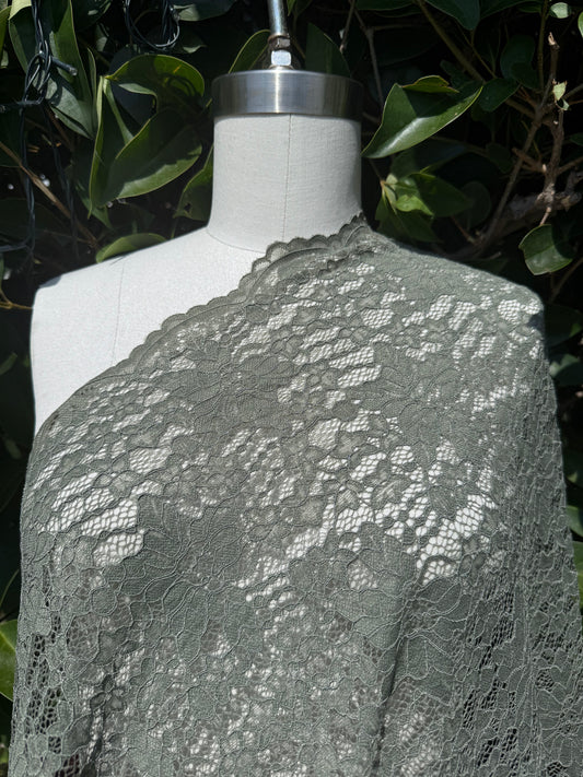 Gray Floral Mesh Overlay Polyester Spandex Stretch Lace "Pretty Gargoyle"