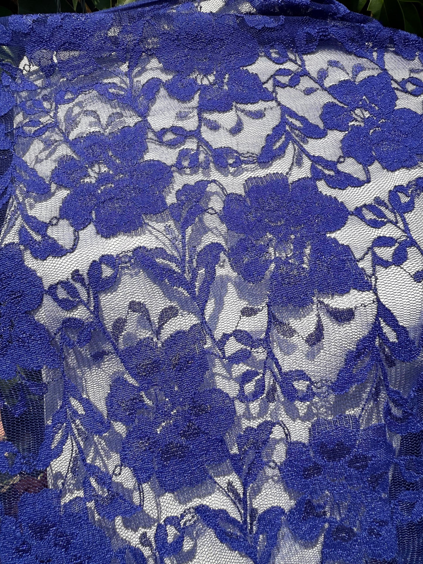 Blue Mesh Lace Overlay Polyester Spandex Lace "Floral Ocean Lace"