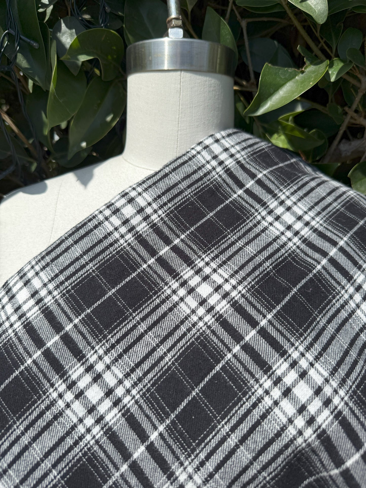Black White Gray Plaid Cotton Flannel "Grayscale plaid"