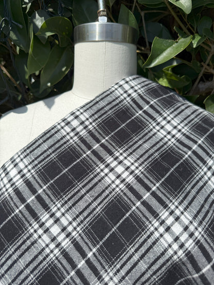 Black White Gray Plaid Cotton Flannel "Grayscale plaid"